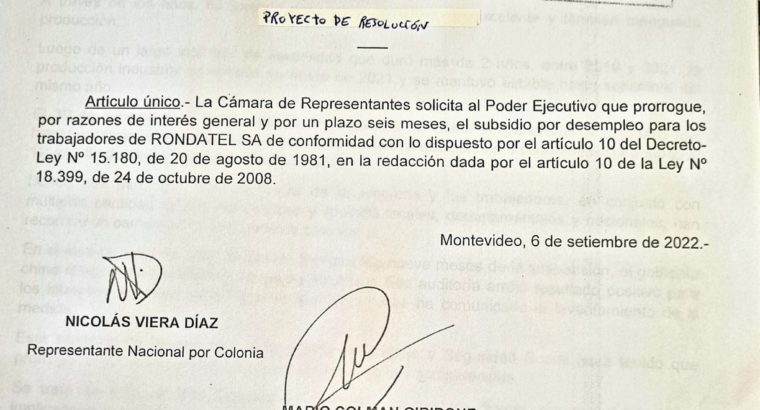 Diputados solicitan extensión del seguro de paro para trabajadores del Frigorífico Rosario